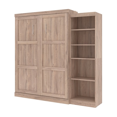 Bestar Pur Queen Murphy Bed with Storage Unit (90W) in rustic brown 26888-000009
